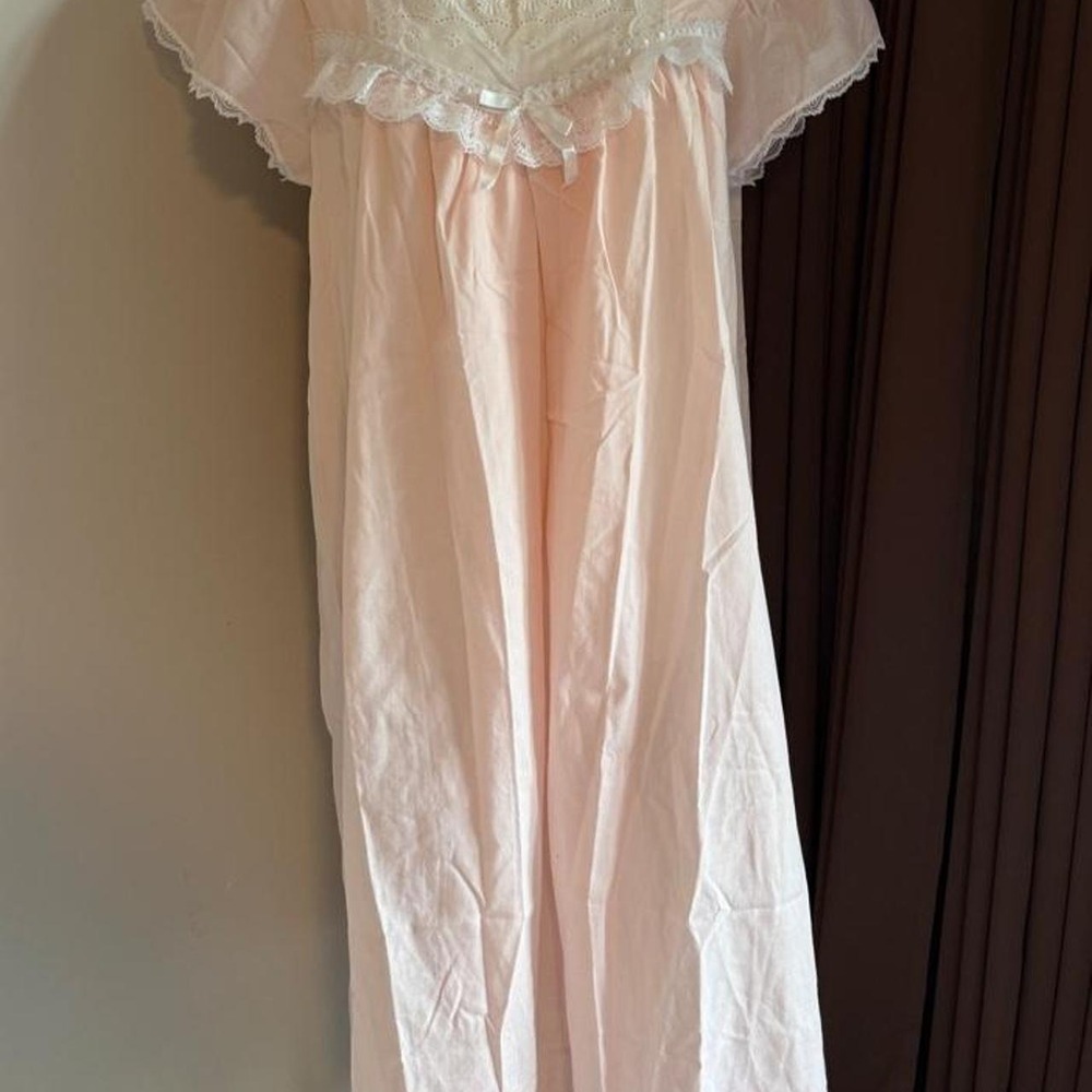 Take Nine Maternity Pink Lace Babydoll Nightgown Nursing Breastfeeding Medium